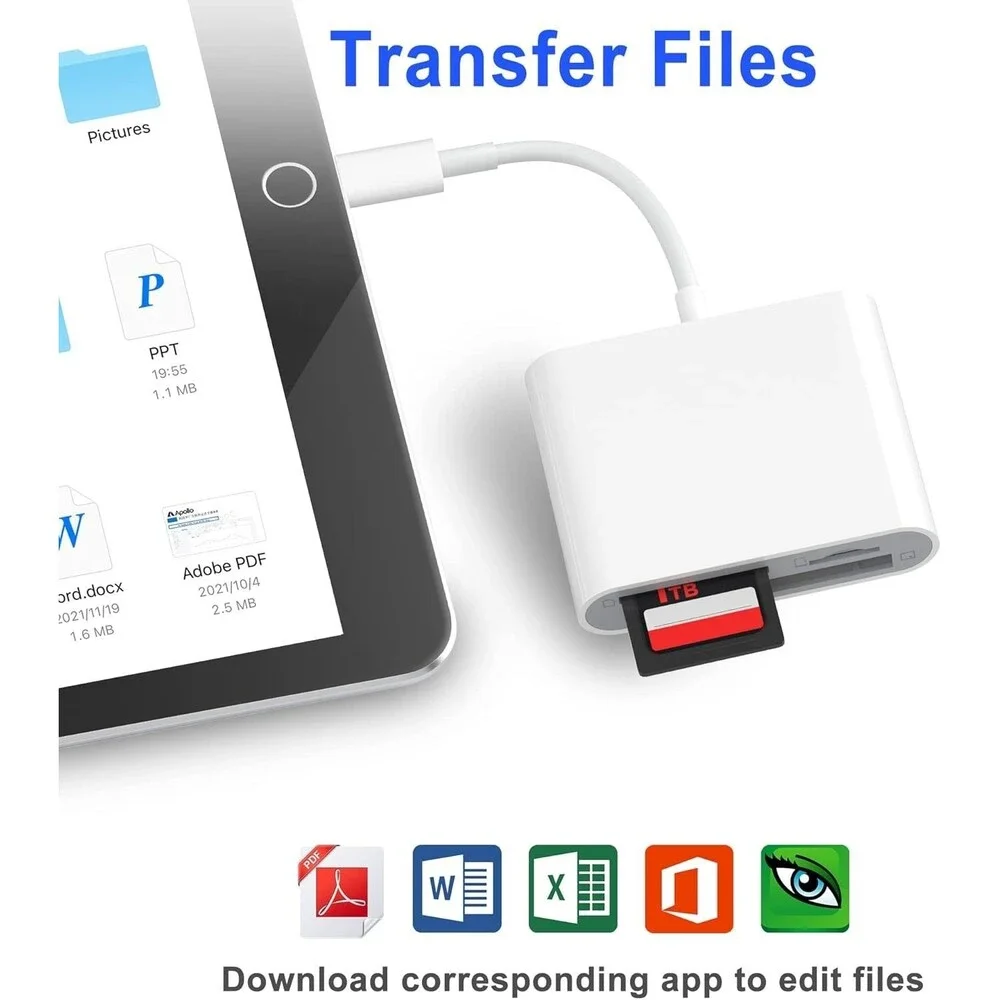 USB to Card Reader Adapter USB Camera Micro SD Memory Slot for iPhone iPad NEW